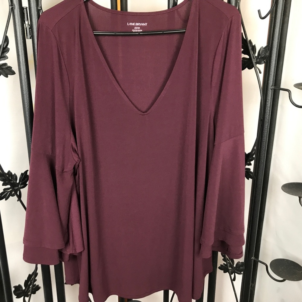 Lane Bryant 22 top flowing sleeves burgundy
